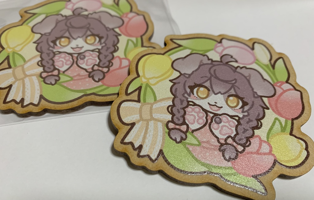 【木製バッジ】コトリタ🌷チューリップ