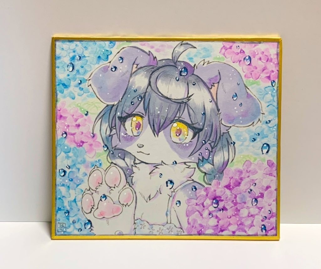 【手描き色紙】コトリタ💠紫陽花