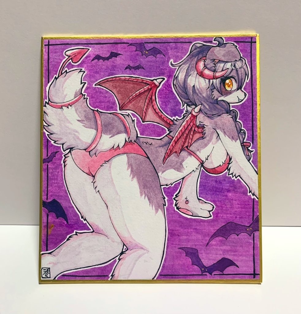 【手描き色紙】ハロウィンコトリタ😈デビル