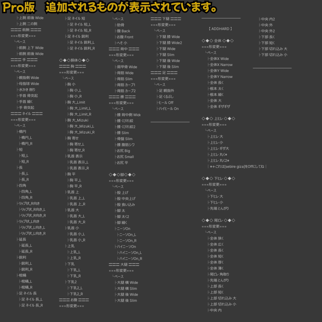 ADDHARD-Rurune Shapekey 『 ルルネ追加シェイプキー 』Supported language 日本語