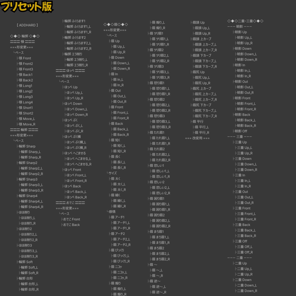 ADDHARD-Rurune Shapekey 『 ルルネ追加シェイプキー 』Supported language 日本語