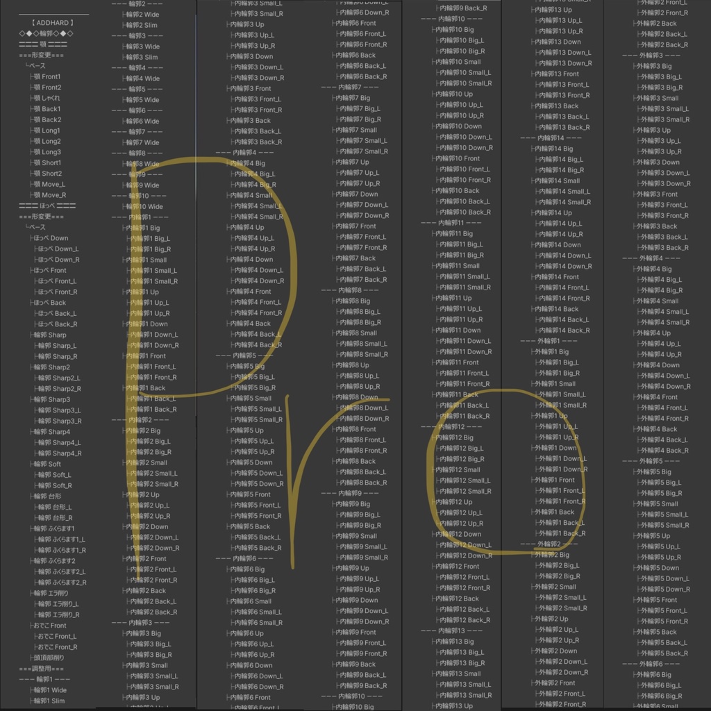 ADDHARD-Shinano Shapekey 『 しなの追加シェイプキー 』Supported language 日本語