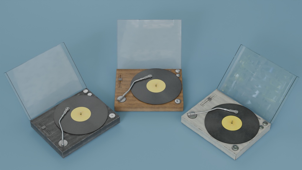 【3Dモデル】レコードプレーヤー 3カラー Blender4.2