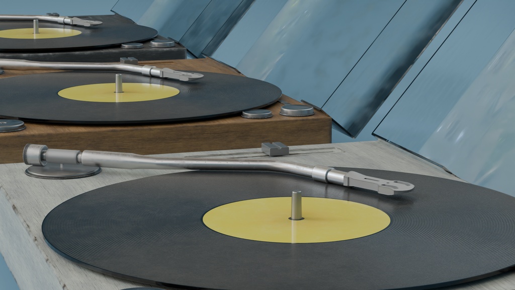 【3Dモデル】レコードプレーヤー 3カラー Blender4.2