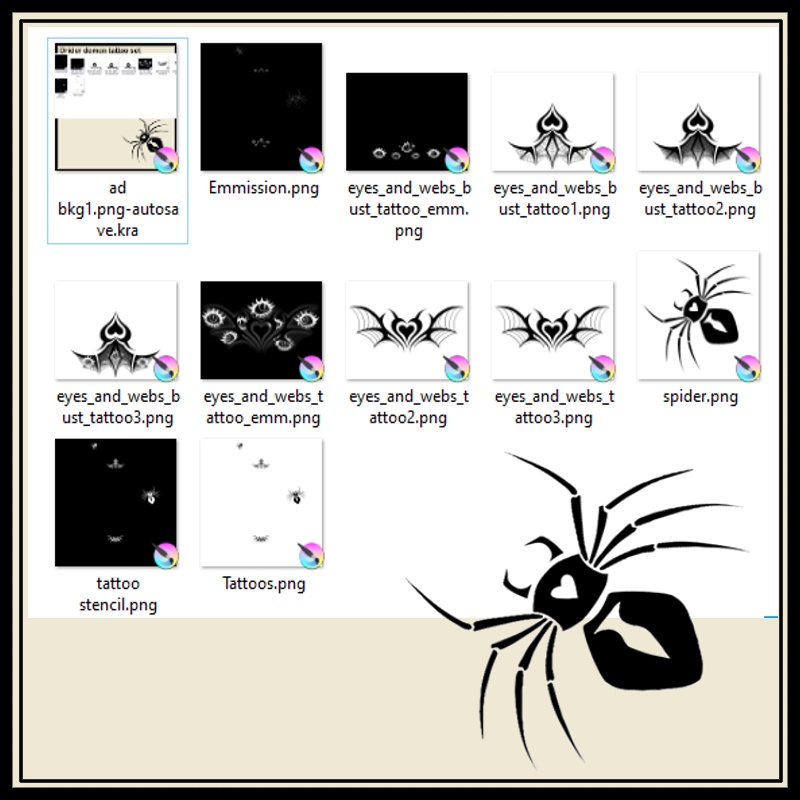 Drider demon tattoo set