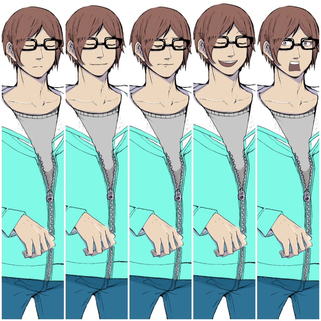 男性立ち絵1 太ももからバストアップまでVer.表情差分18パターン