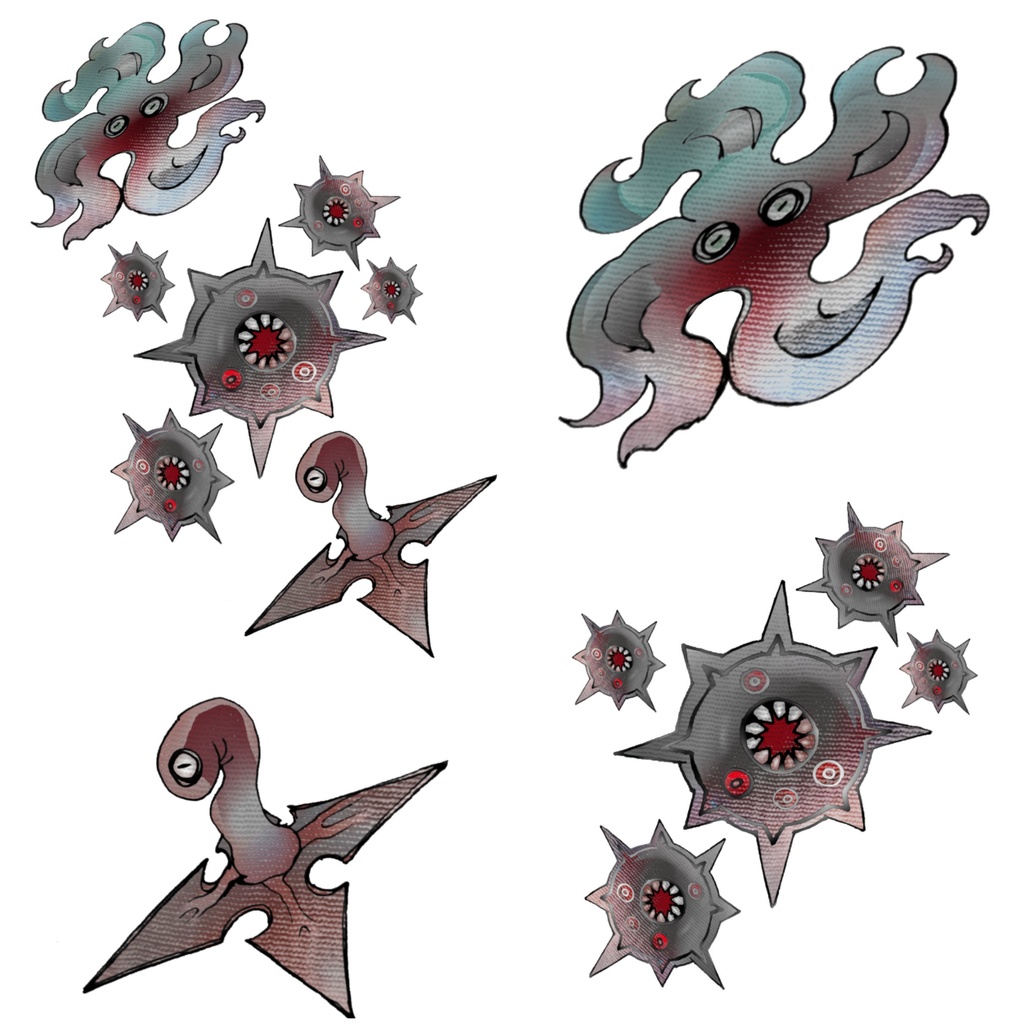 低級妖魔立ち絵14カラー・シルエット