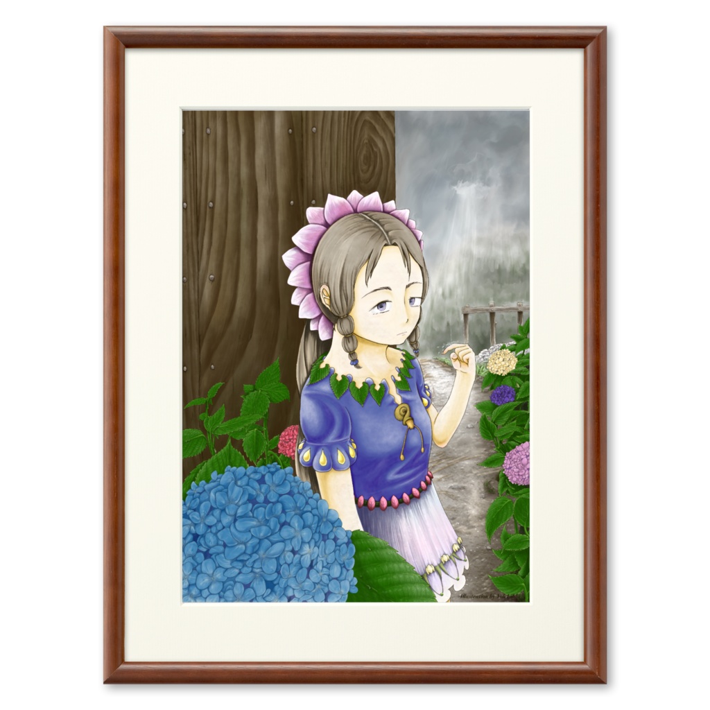 紫陽花と少女＜複製画＞