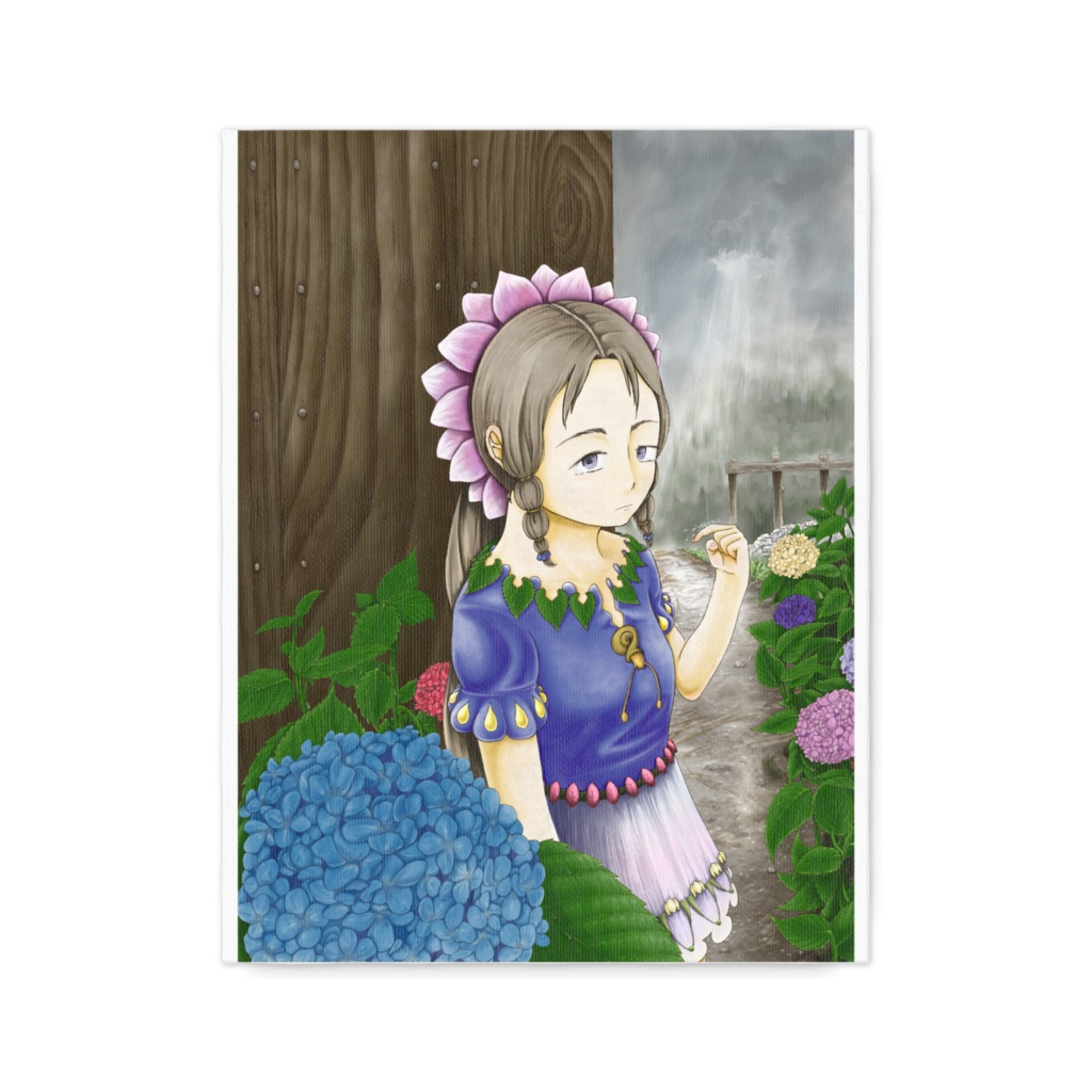 紫陽花と少女<キャンバス>