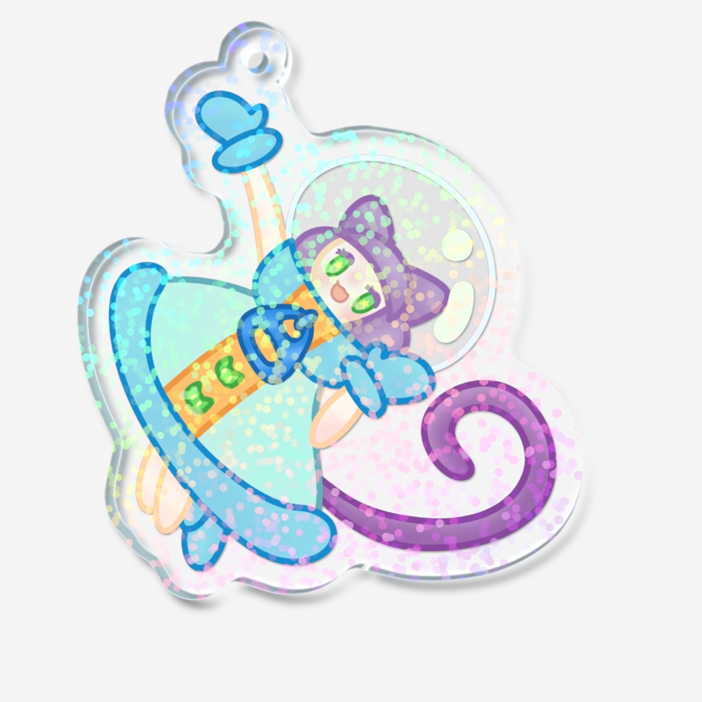 ホログラムアクリルキーホルダー にゃんて素敵な宇宙旅行!