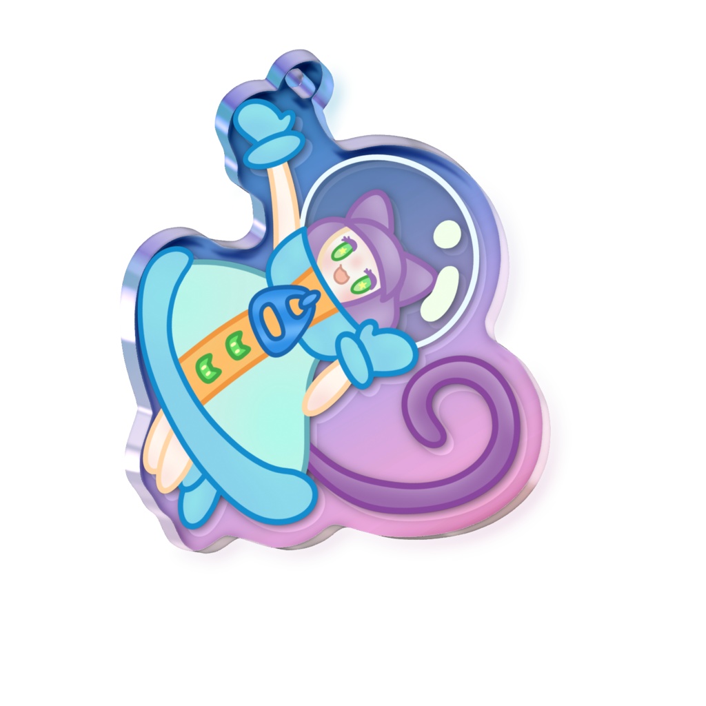 オーロラアクリルキーホルダー にゃんて素敵な宇宙旅行!