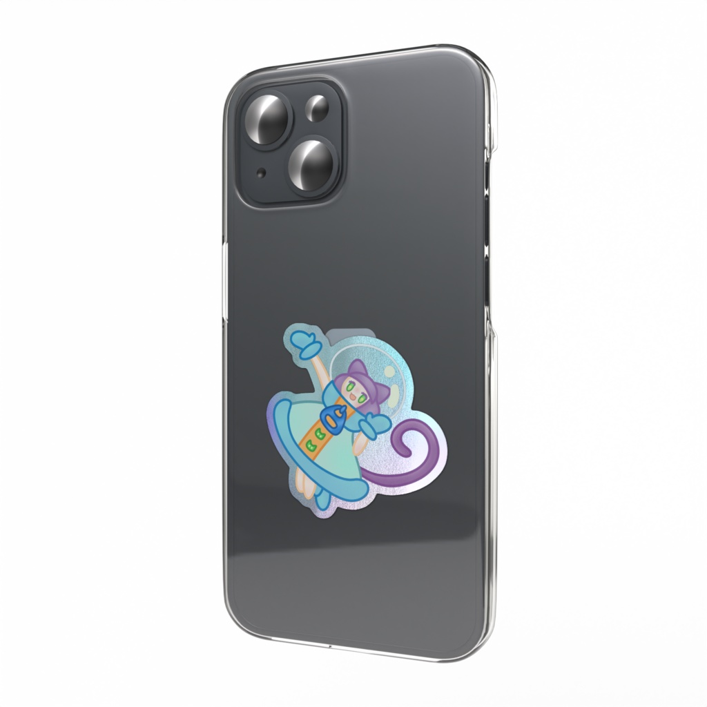 オーロラスマホステッカー にゃんて素敵な宇宙旅行！