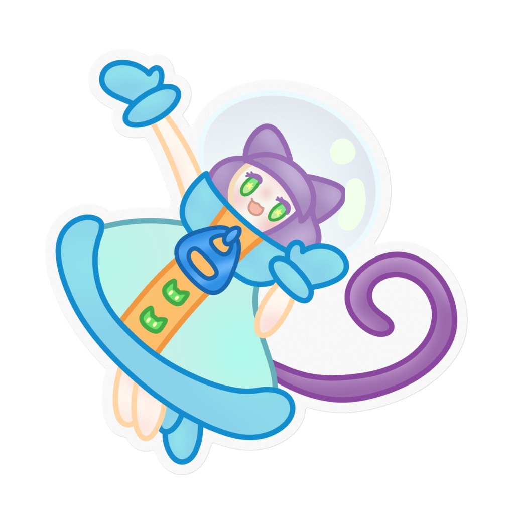 防水クリアステッカー にゃんて素敵な宇宙旅行!