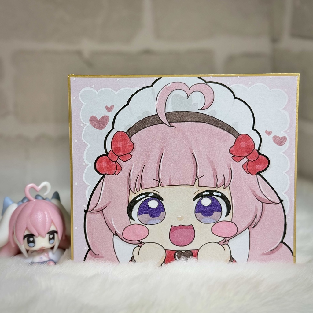 バレンタイン🍫手描きイラスト色紙🎀✨