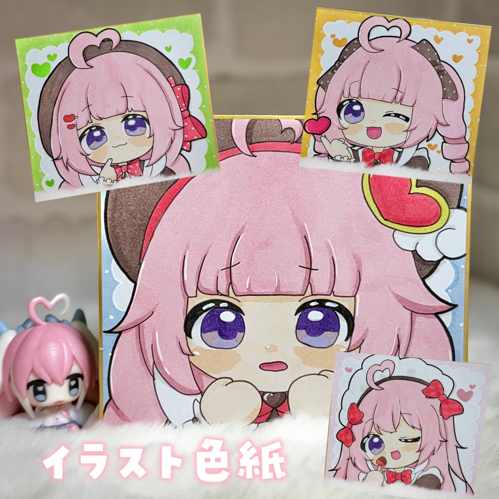 バレンタイン🍫手描きイラスト色紙🎀✨