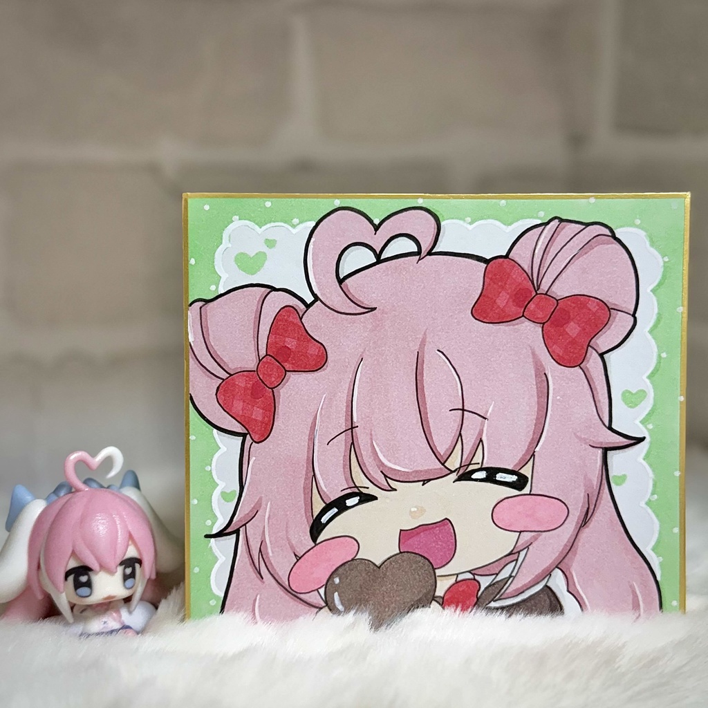 バレンタイン🍫手描きイラスト色紙🎀✨