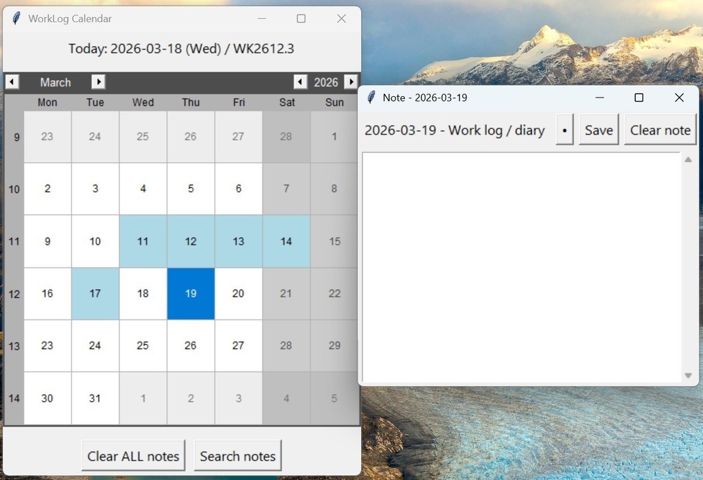 WorkLog Calendar: WorkLog Calendar – 勤務ログ・日記ツール (Windows)