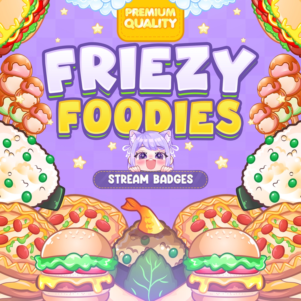 Friezy Foodies Bundle Sub Badges or Bit Badges for Twitch, Discord, Facebook, and Youtube
