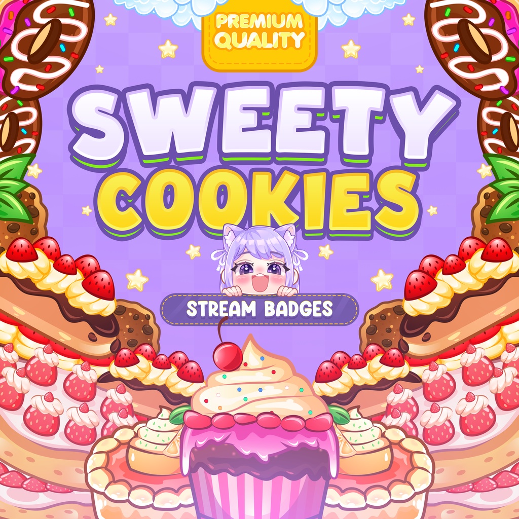 Sweety Cookies Bundle Sub Badges or Bit Badges for Twitch, Discord, Facebook, and Youtube