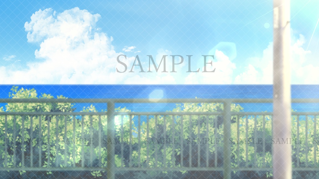 【イラスト背景素材】海の見える高台の歩道【無料版38枚/有料版121枚】