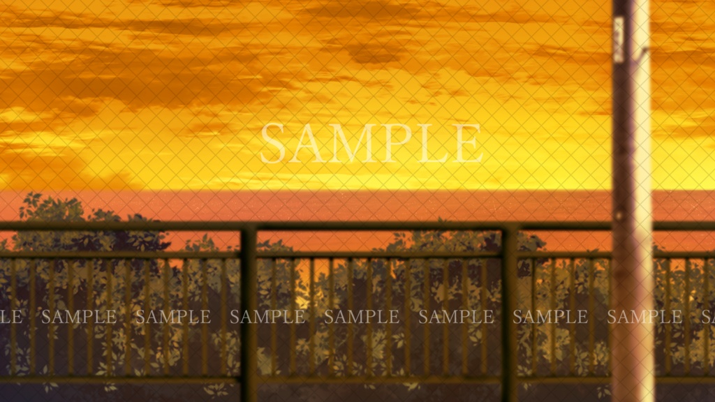 【イラスト背景素材】海の見える高台の歩道【無料版38枚/有料版121枚】