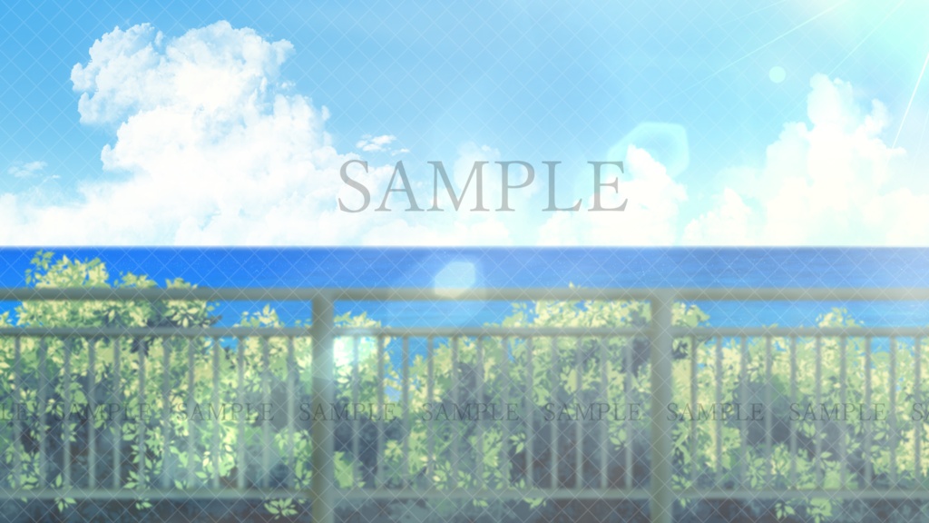 【イラスト背景素材】海の見える高台の歩道【無料版38枚/有料版121枚】