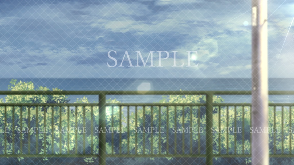 【イラスト背景素材】海の見える高台の歩道【無料版38枚/有料版121枚】