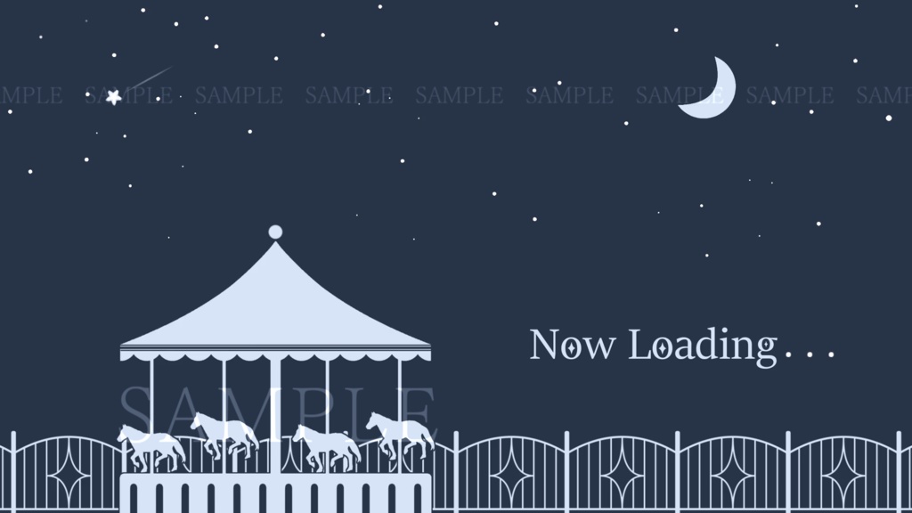 【動画素材】夜の遊園地(待機画面/2種)(+縦型素材追加)