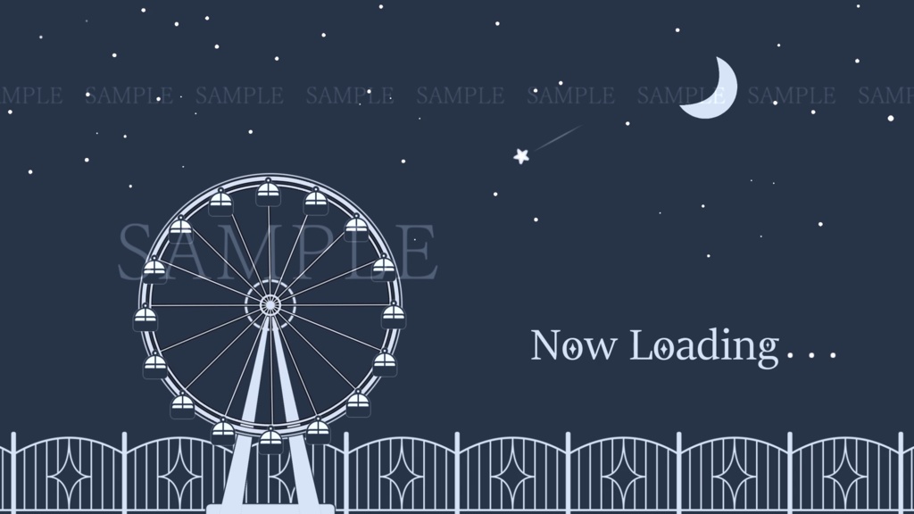 【動画素材】夜の遊園地(待機画面/2種)(+縦型素材追加)