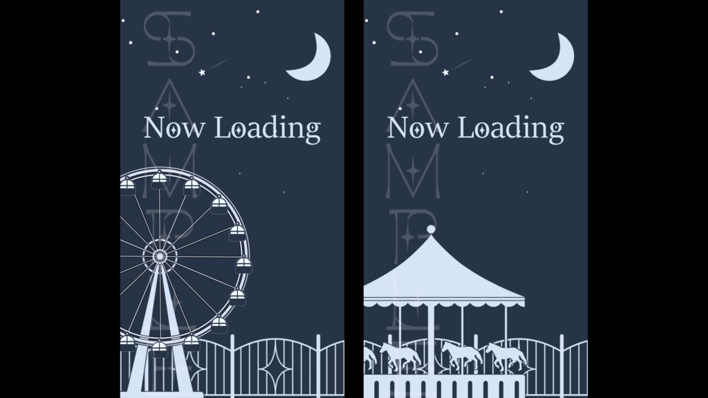 【動画素材】夜の遊園地(待機画面/2種)(+縦型素材追加)