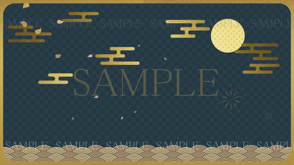 【和風】浮雲と清海波(月/太陽)【動画素材/ループ 】