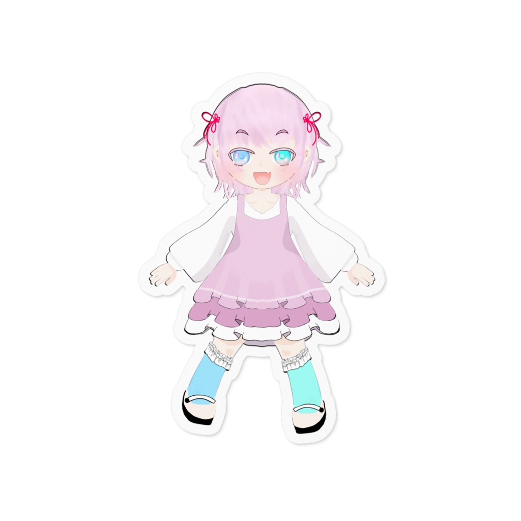 ピンク髪&オッドアイの女の子ステッカー