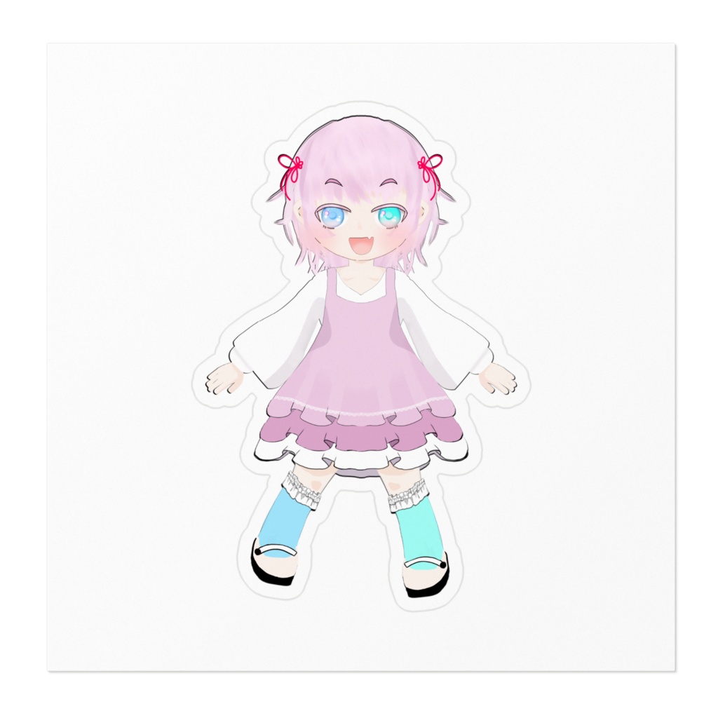 ピンク髪&オッドアイの女の子ステッカー