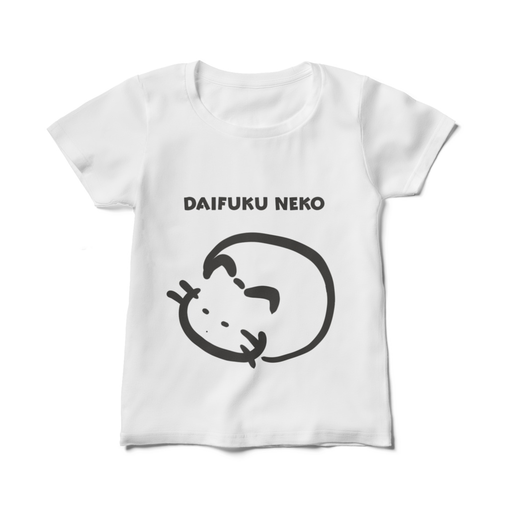 レディース白Tシャツ《ゆるねこ倶楽部》 大福ねこ