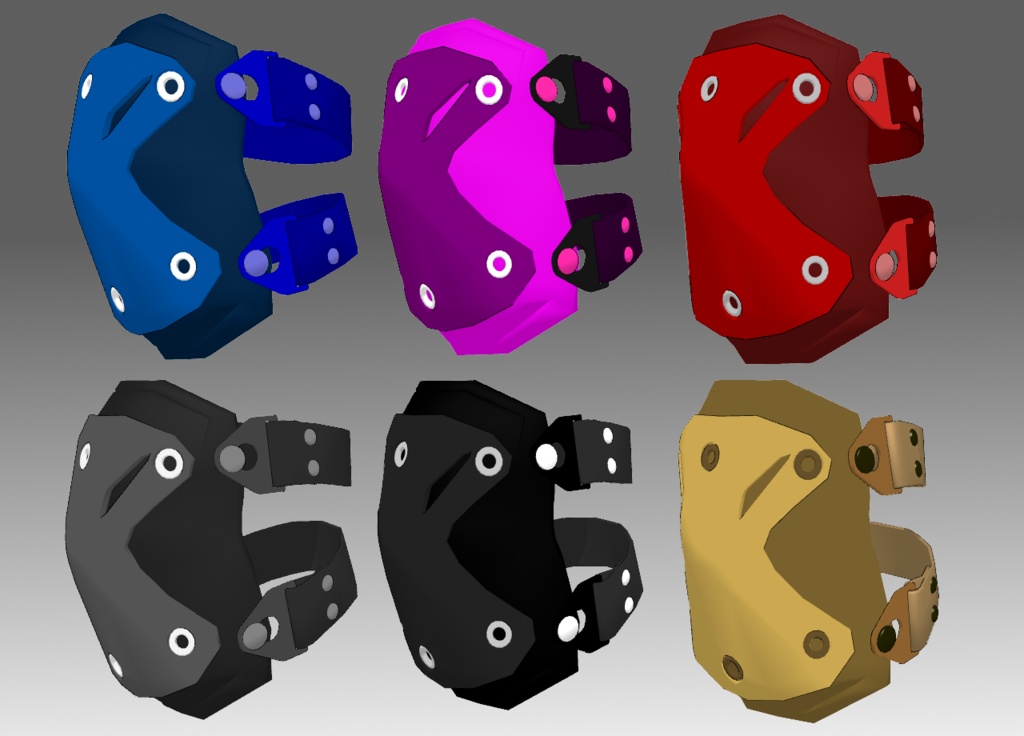 Elbow & Knee Pad set Type-B 【MMDモデル配布】