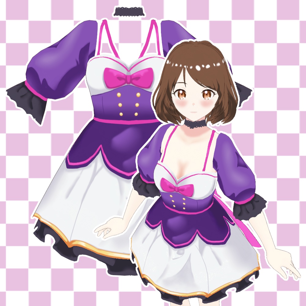 Vroid - Purple maid dress - 紫のメイド服