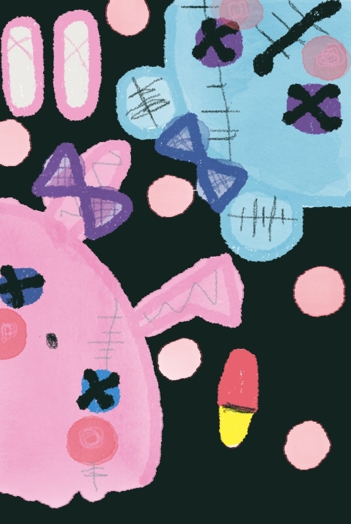 病みカワイイ子うさぎの子&くまの子トートバッグ