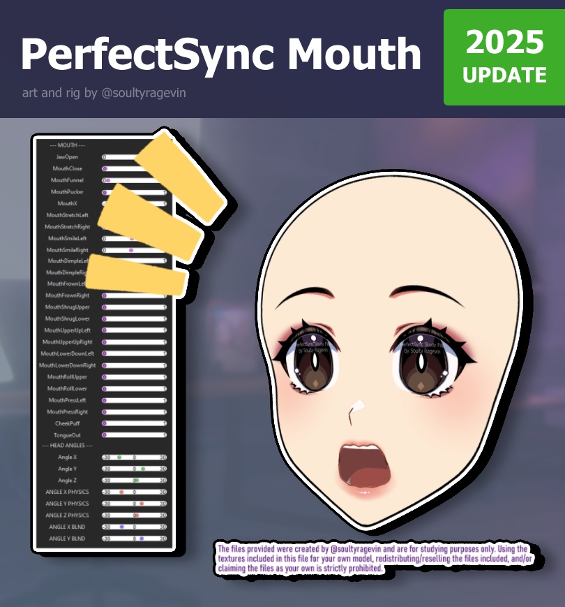 (2025年アップデート) Live2Dプロジェクトファイル - PerfectSync口と頭部の動き (ARKit)