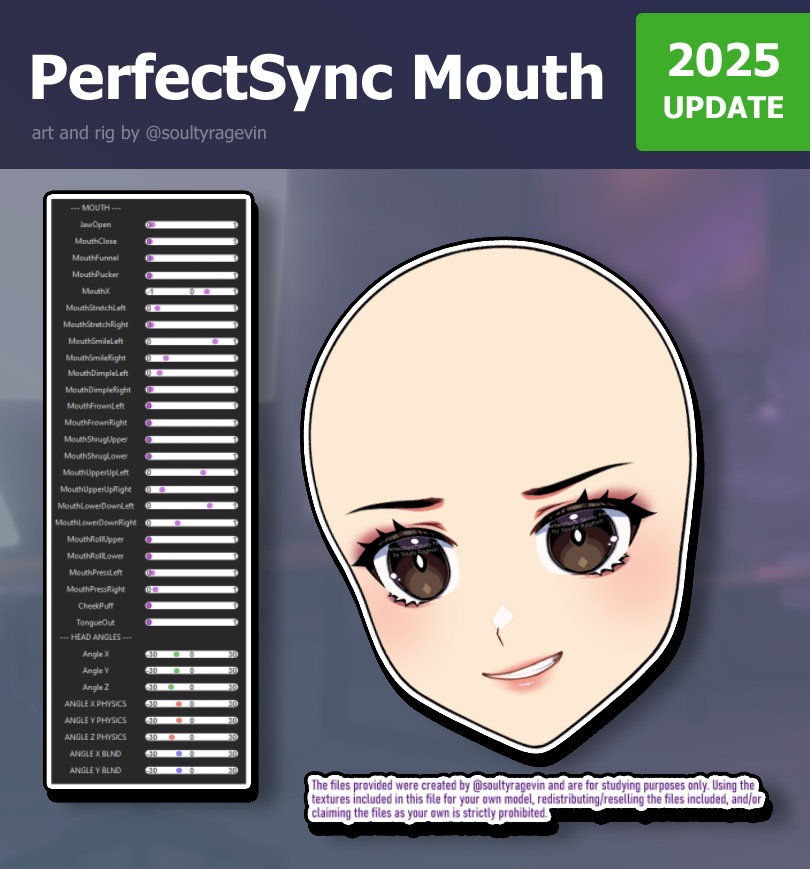 (2025年アップデート) Live2Dプロジェクトファイル - PerfectSync口と頭部の動き (ARKit)