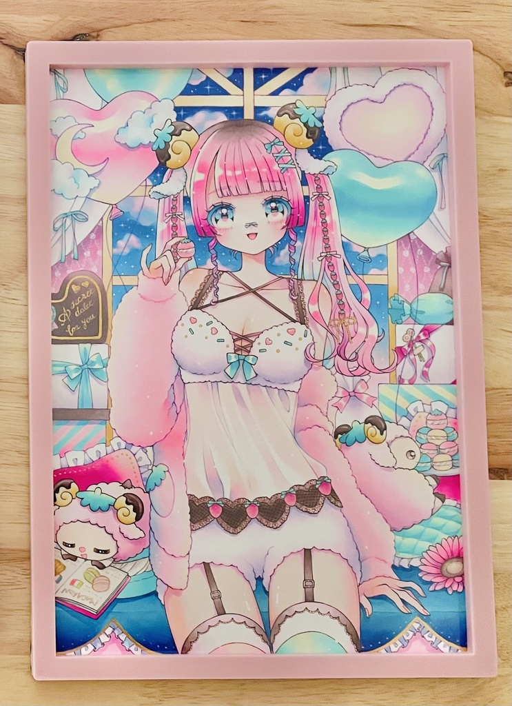 B5サイズ原画🍓🐏「苺ひつじちゃん」