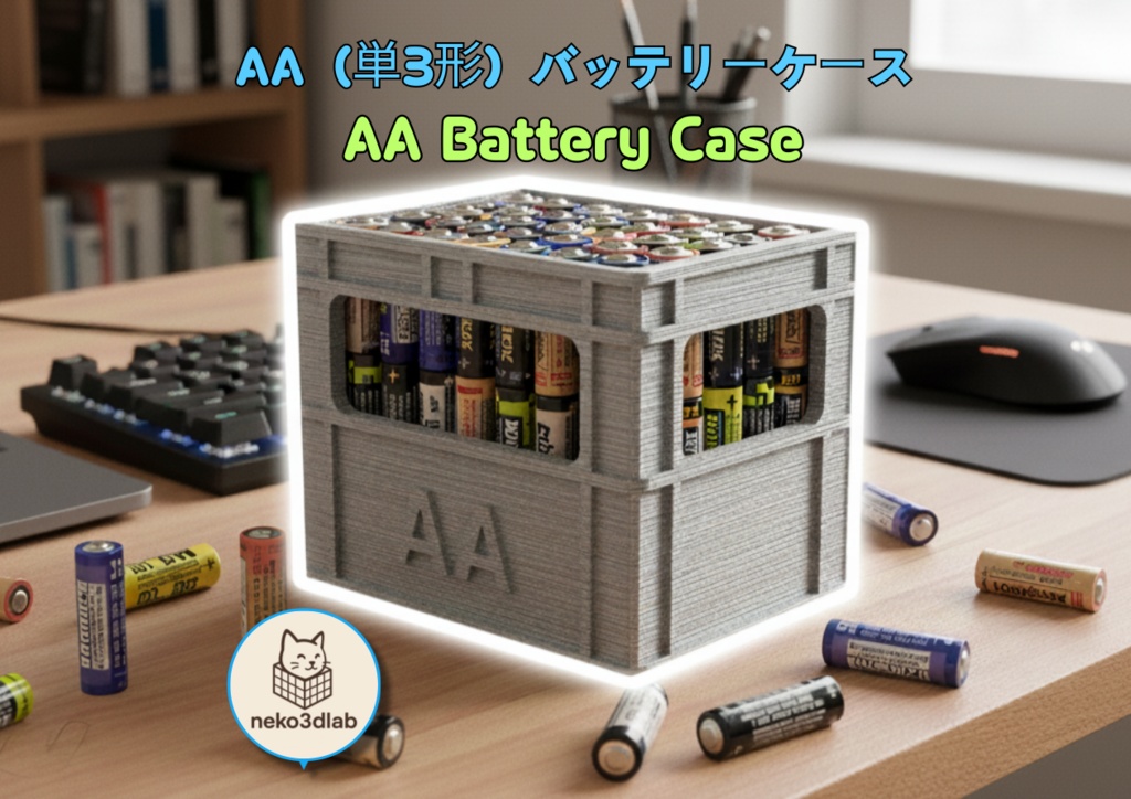 AA(単3形)バッテリーケース-(3D FILE)