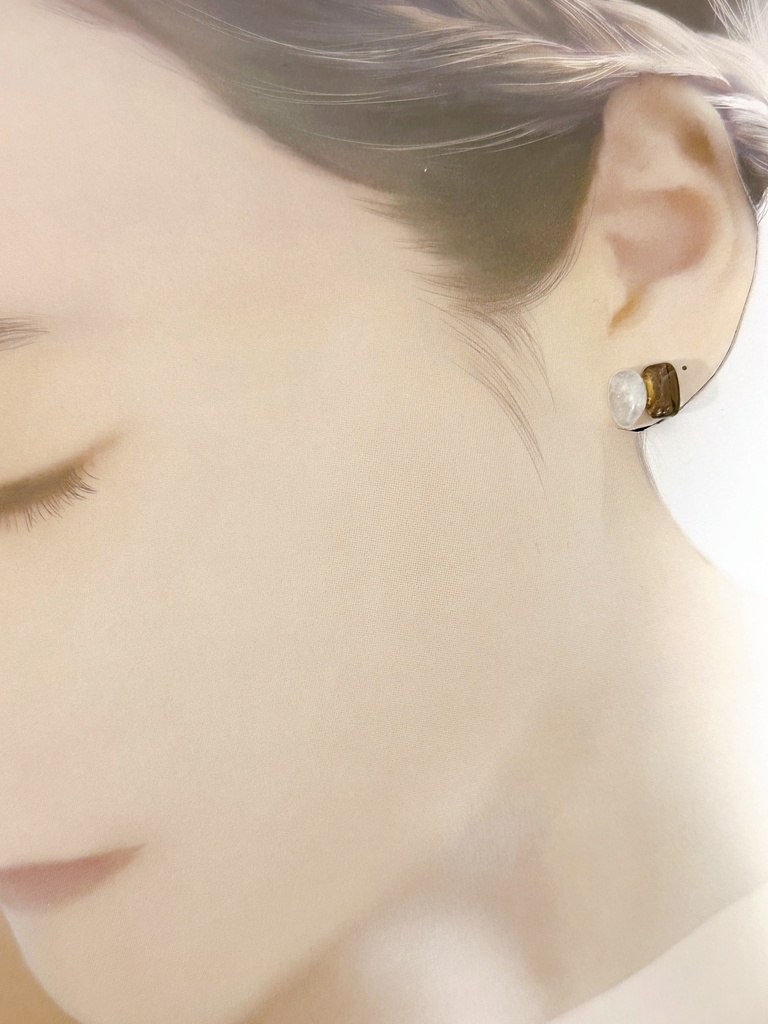 【FF14】天然石の金継ぎ風概念イヤリング/ピアス【片耳】