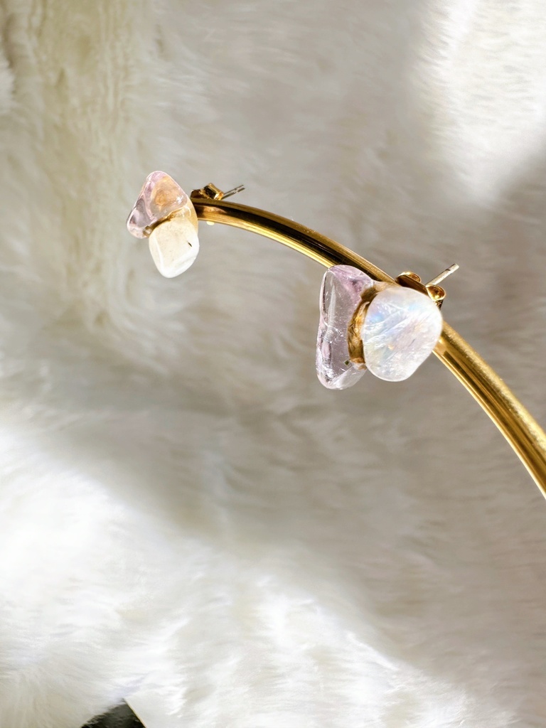 【FF14】天然石の金継ぎ風概念イヤリング/ピアス【片耳】