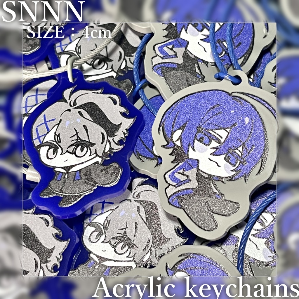 【倉庫発送】紺色＆灰色のしのんのアクキーセット【非公式】