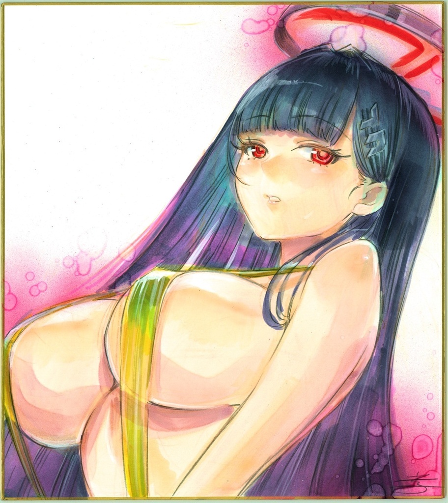【直筆色紙】　調月リオ（ブルーアーカイブ）セクシー水着