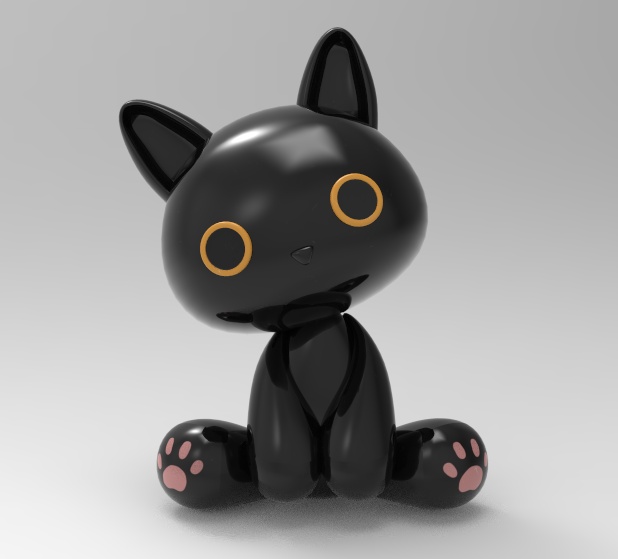 3D プリント用 STL データ 座り黒猫 キャラクターフィギュア3D プリント用 STL データ 座り黒猫 キャラクターフィギュア