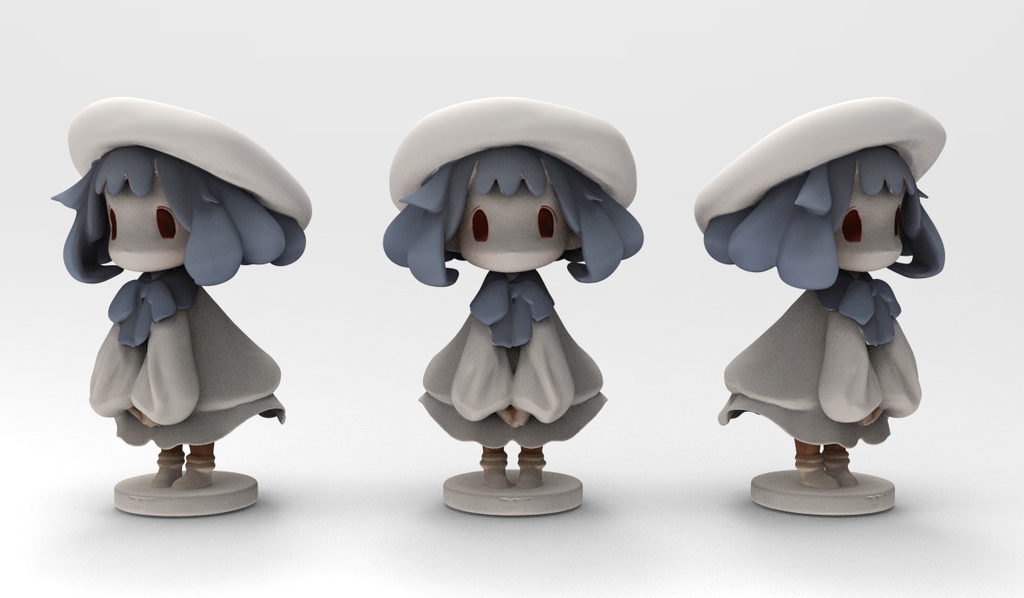3D プリント用 STL データ 帽子をかぶった少女 キャラクターフィギュア