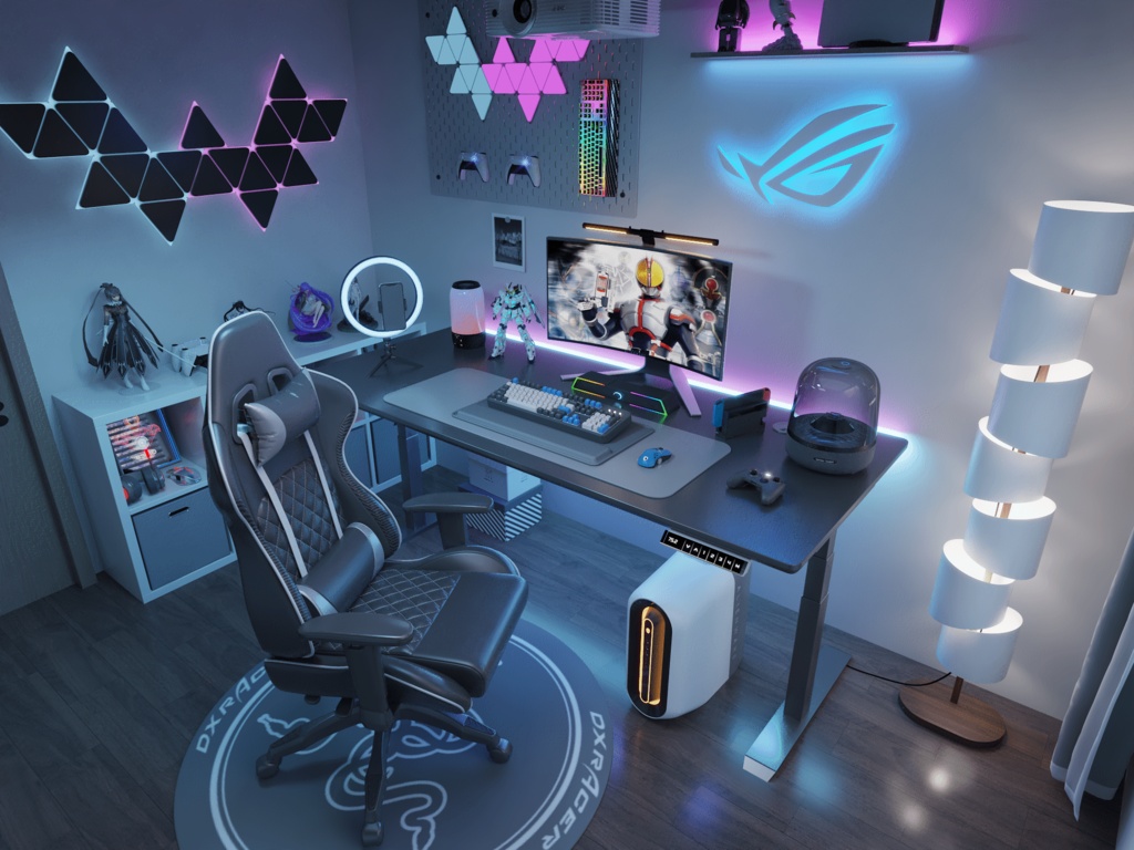 【3D モデル】ゲーミングルーム 電脳部屋 一式｜3ds Max / FBX/blender