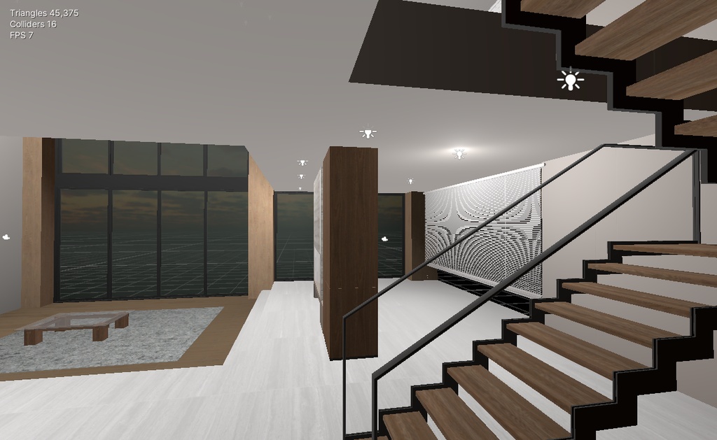【VRChatワールド用】モダンミニマルな2階建て建築フレーム / スケルトン - 時短制作ツール - 全ソースファイル付き - 商用利用・二次販売OK