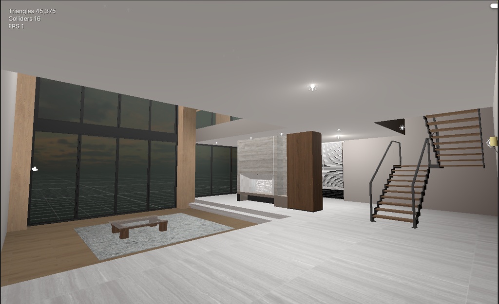 【VRChatワールド用】モダンミニマルな2階建て建築フレーム / スケルトン - 時短制作ツール - 全ソースファイル付き - 商用利用・二次販売OK